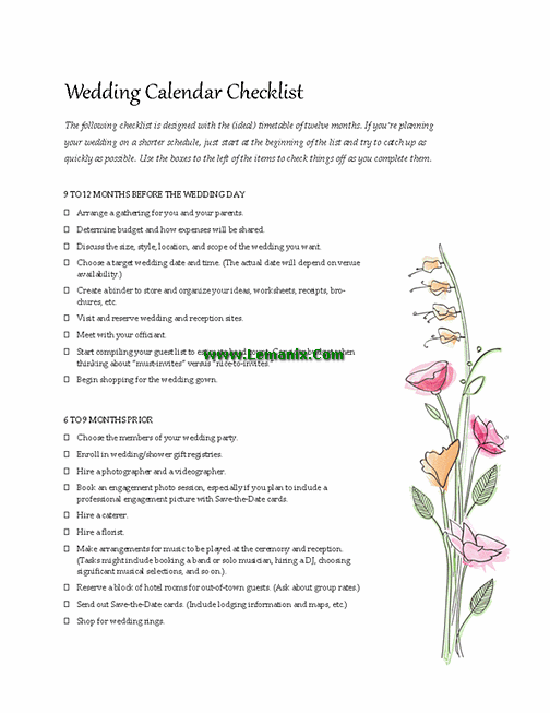 Wedding Checklist Microsoft Publisher Templates