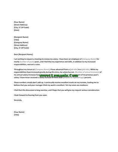 Letter Templates In Requesting Salary Increasement