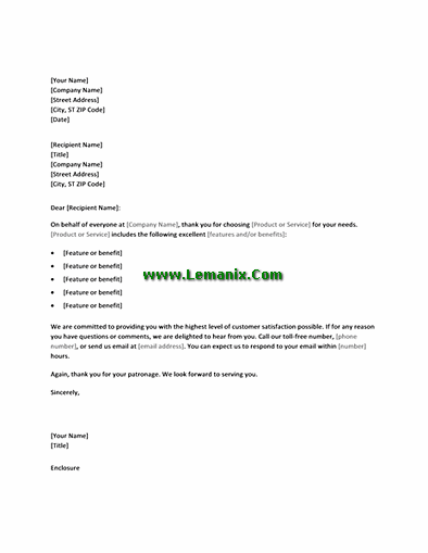 Thank You Letter Templates For New Customers