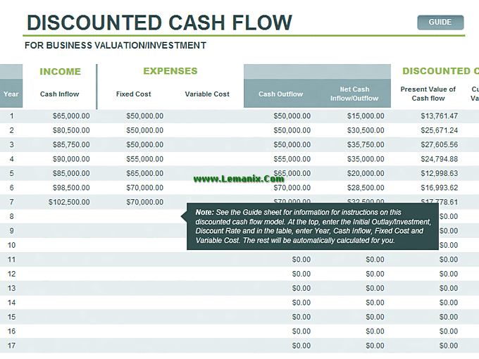 Microsoft Excel Templates For Discounted Cash Flow Model
