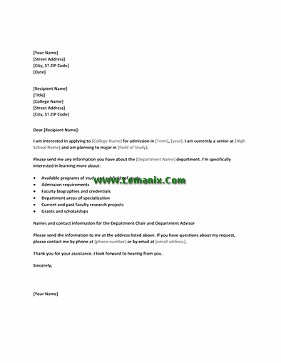 Letter Templates To College In Requesting Academic Information
