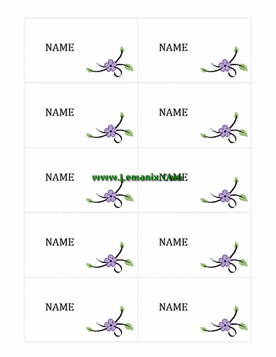 Place Cards Flower Theme Microsoft Publisher Templates