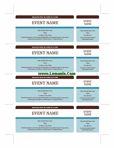 Event Tickets Microsoft Publisher Templates