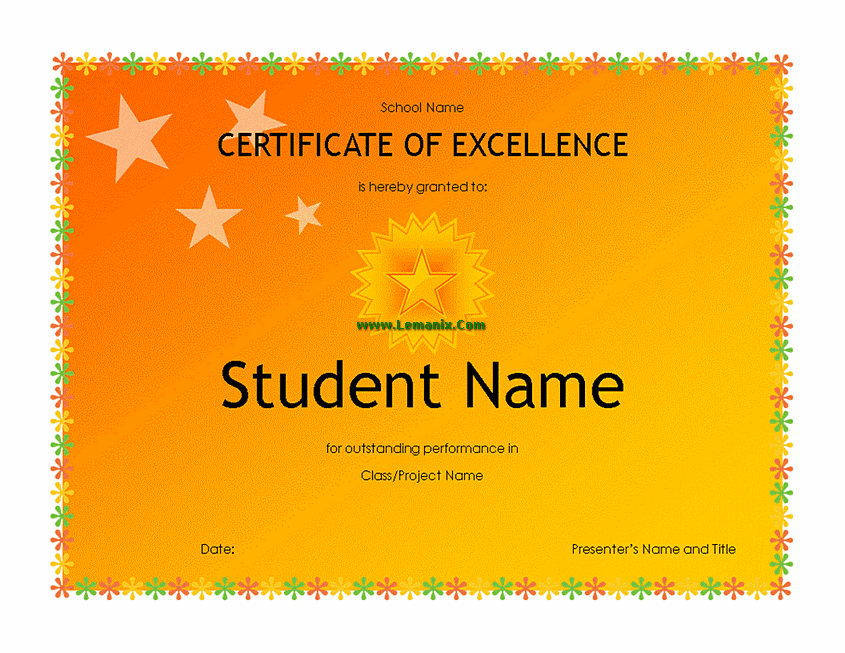 High School Student Award Microsoft Publisher Templates