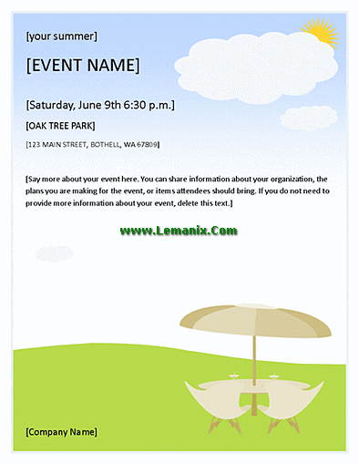 Summer Event Flyer For Microsoft Publisher Templates